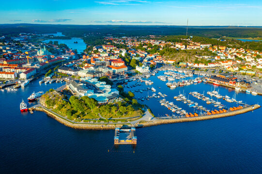 Sunset view of Swedish town Str&ouml;mstad