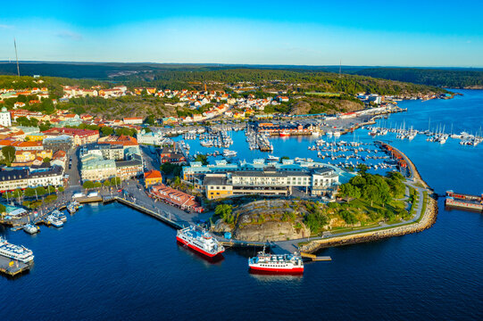 Sunset view of Swedish town Str&ouml;mstad