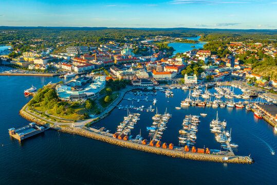 Sunset view of Swedish town Str&ouml;mstad