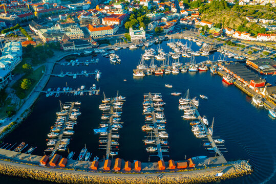 Sunset view of Swedish town Str&ouml;mstad