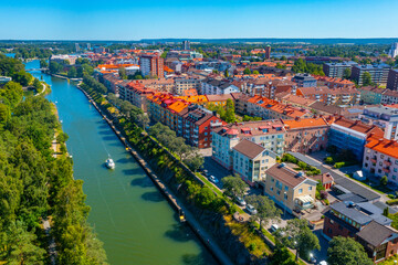 Panorama view of Swedish town Trollhättan