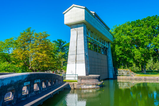 Flood gate at g&ouml;ta &auml;lv river in Swedish town Trollh&auml;ttan