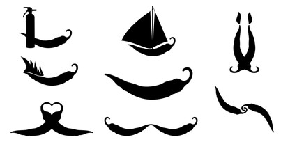 chili pepper silhouette, icon and illustration set