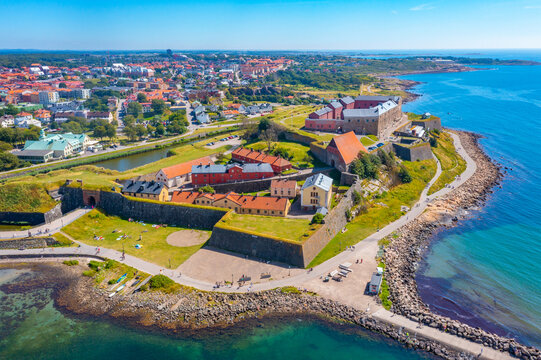 Aerial view of Varberg fortress in Sweden