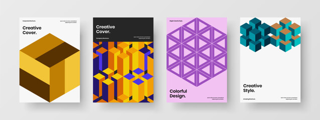 Fototapeta premium Creative corporate cover A4 vector design illustration bundle. Abstract mosaic hexagons company identity template composition.