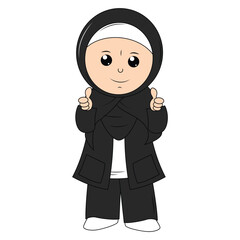 cute girl hijab cartoon illustration