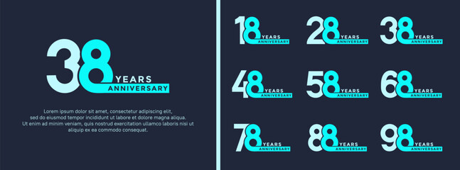 set of anniversary logo style blue color on dark background for special moment
