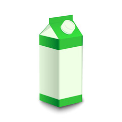 White box package template with green girdle for juice or milk.