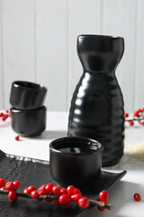 Traditional Japanese alcoholic drink - Sake, traditional asian drinks concept