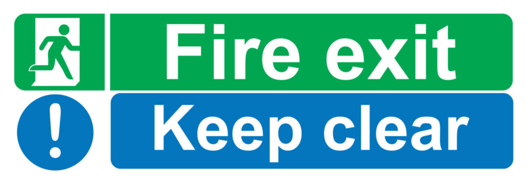 Fire exit keep clear sign