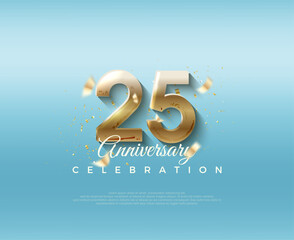 25th anniversary number. With elegant and luxurious 3d numbers. Premium vector background for greeting and celebration.