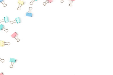 Set of multi-coloured writing paper clips