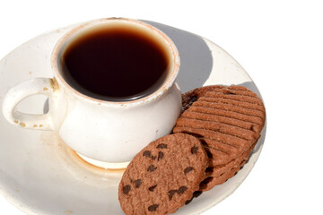 Biscuit and Tea isolated on white background