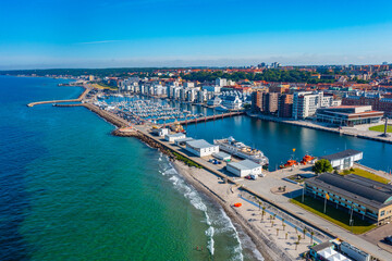 Aerial view of port of Helsingborg in Sweden