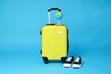 Suitcase, luggage, baggage for summer travel and vacation