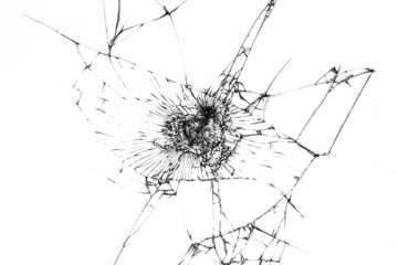 Texture of cracked broken glass isolated on white background for design
