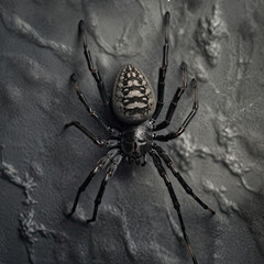 Une araignée en noir et blanc tissant sa toile