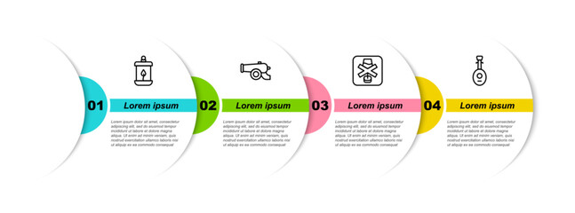 Set line Ramadan Kareem lantern, cannon, No alcohol and Lute. Business infographic template. Vector