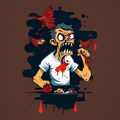 Men_skull_that_eat_chicken_with_two_hands.