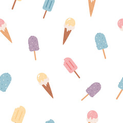Seamless pattern with colorful ice cream canes, sticks