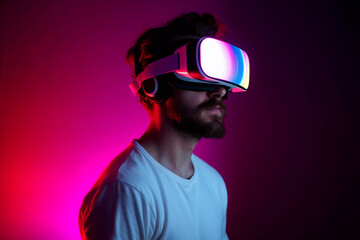 portrait of a man wearing VR glasses