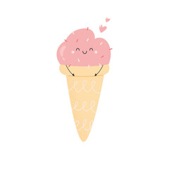 Vector illustration of a cute ice cream character, mascot