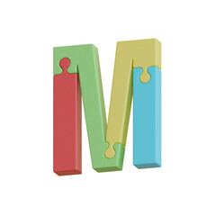 Color Puzzle 3D Alphabet or Lettering PNG Images - View 2