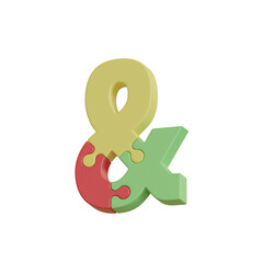 Color Puzzle 3D Alphabet or Lettering PNG Images - View 2