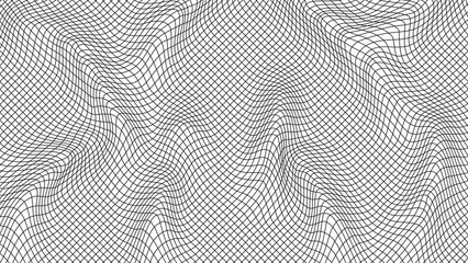 Abstract wavy 3d mesh on a white background. Geometric dynamic wave. 3D technology wireframe. Vector illustration.