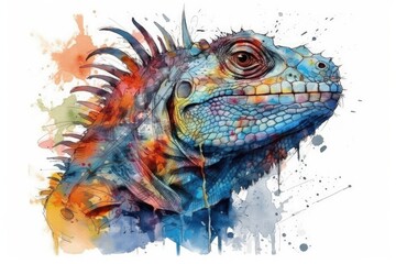 vibrant watercolor painting of a lizard created with Generative AI technology