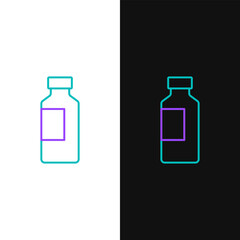 Line Bottle of water icon isolated on white and black background. Soda aqua drink sign. Colorful outline concept. Vector
