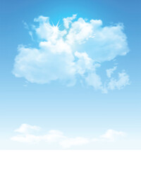 Large transparent cloud in the blue sky. Realistic illustration.