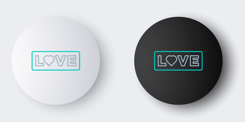 Fototapeta premium Line Love text icon isolated on grey background. Valentines day greeting card template. Colorful outline concept. Vector