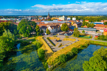 Aerial view of Kristianstad bastion in Sweden