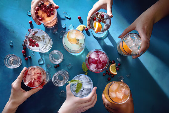 modern and stylish composition in magazine style featuring a selection of drinks of your choice, AI Generated