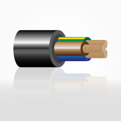 Closeup of electrical wire vector on a white background.