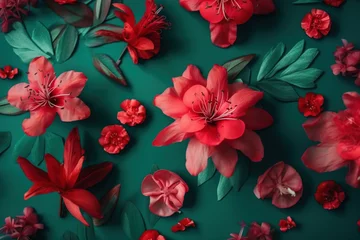 Outdoor kussens red flowers background © Uwe