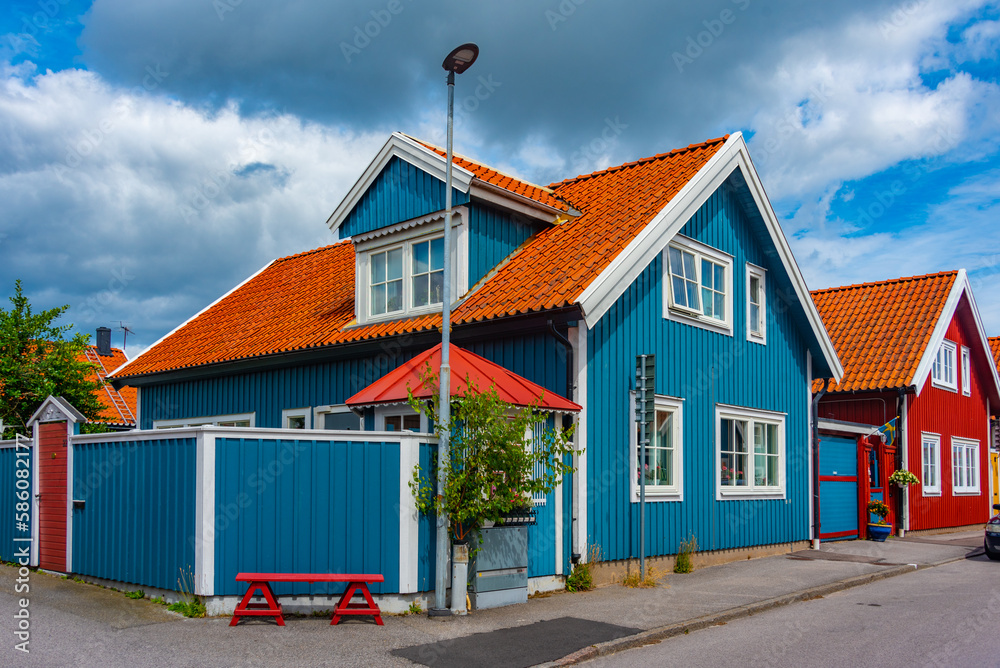 Wall mural Colorful timber houses in Swedish town Karlskrona