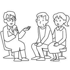 家族に付き添われて受診するシニア男性