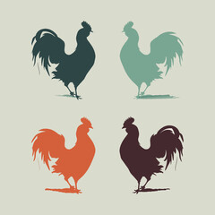 Silhouette of rooster. Chicken. Generated AI..