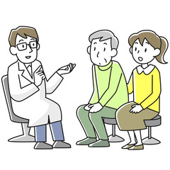 家族に付き添われて受診するシニア男性