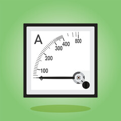 Voltmeter icon on green background. Flat illustration of voltmeter vector icon for web design and etc.