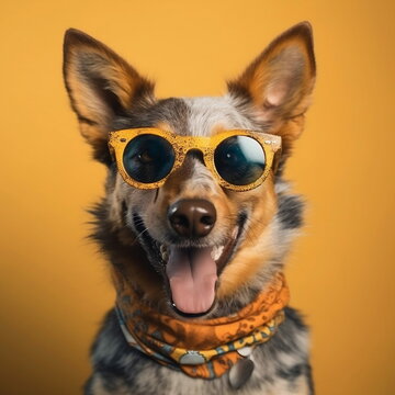 Perro con gafas graciosas se va de vacaciones