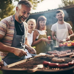Familia haciendo BBQ en el exterior, Generative Ai