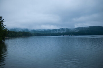 Fototapeta premium beautiful view of the misty mountains