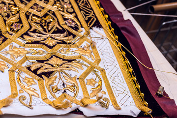 Holy Week textile manufacturing. Easter embroidery workshop