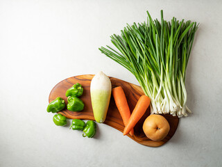 Cabbage, green onion and kimchi ingredients