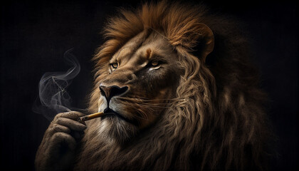 Löwe raucht