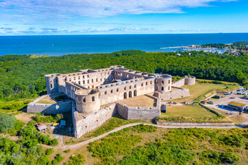 Aerial view of the Borgholm castle in Sweden - obrazy, fototapety, plakaty