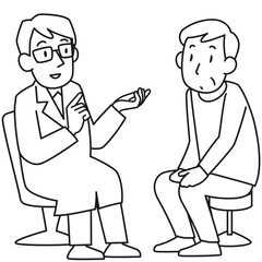 医師の診察を受けるシニア男性